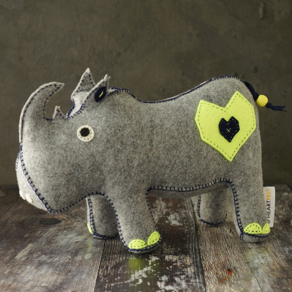 Hand-Sewn Felt Rhinos