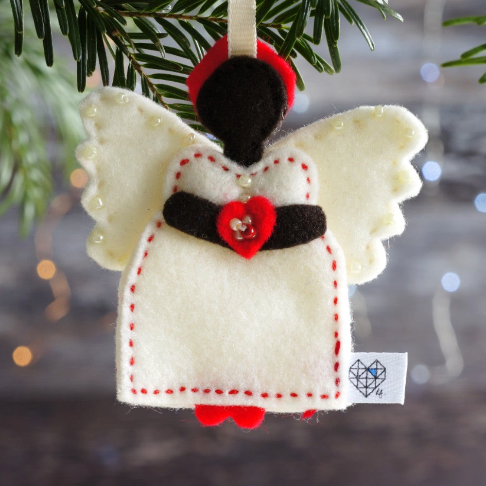 African Angel Trio in Cream and Red