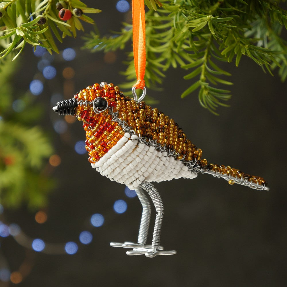 Handcrafted 3D Robin Hanging Christmas Decoration