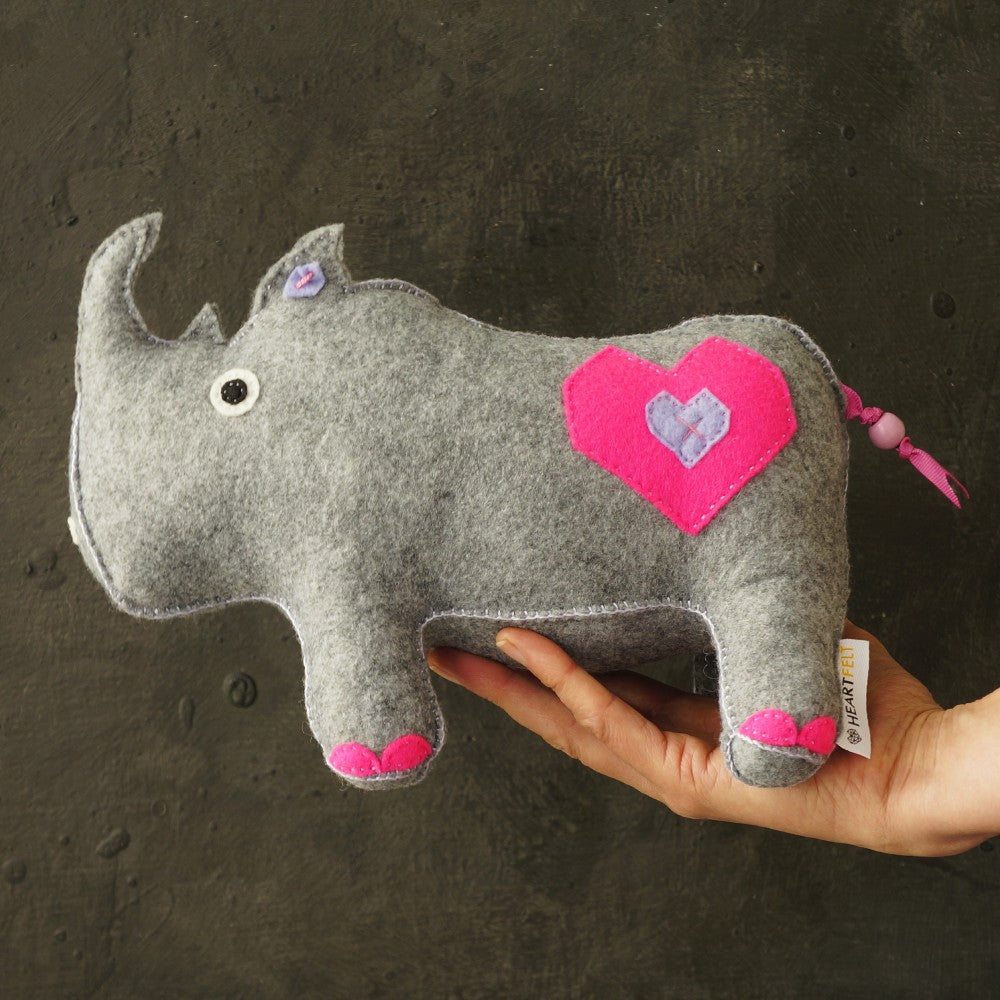 Hand-Sewn Felt Rhinos