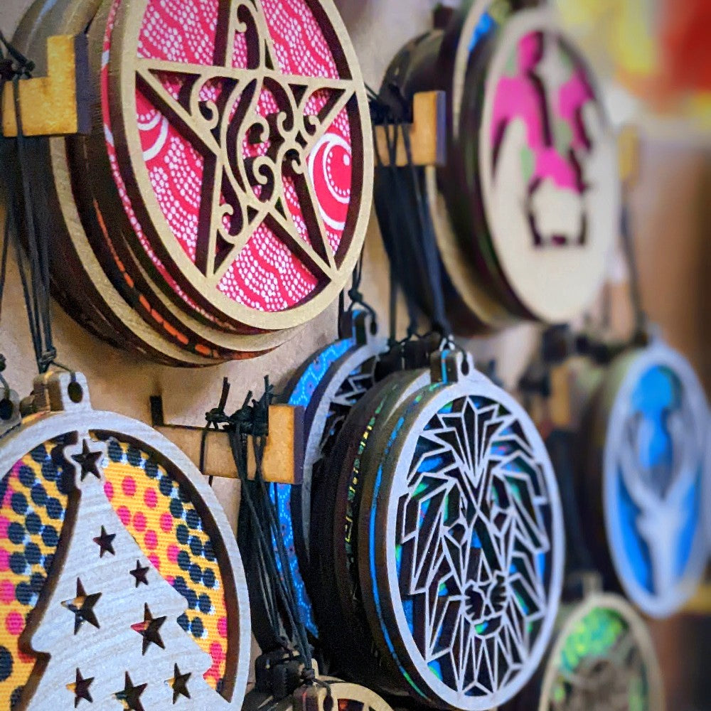 Laser Cut Wood and Fabric Decorations