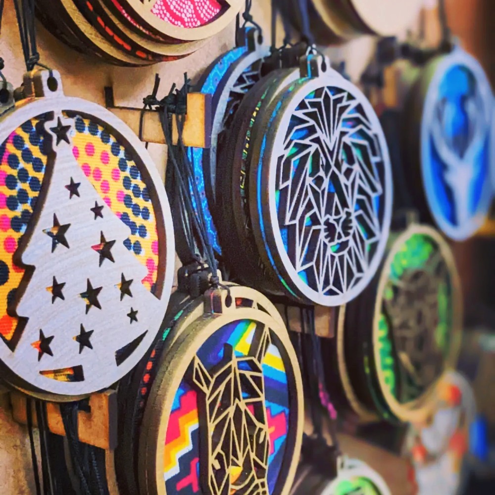 Laser Cut Wood and Fabric Decorations