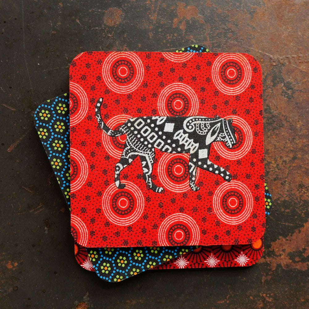 Leopard Shweshwe Coasters