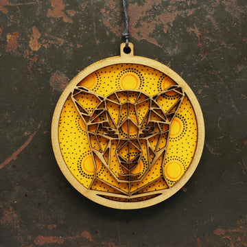 Leopard Shweshwe Wooden Ornament