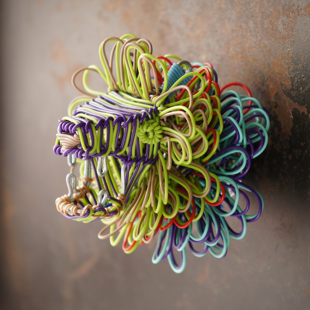 Handwoven Telephone Wire Lion Magnet