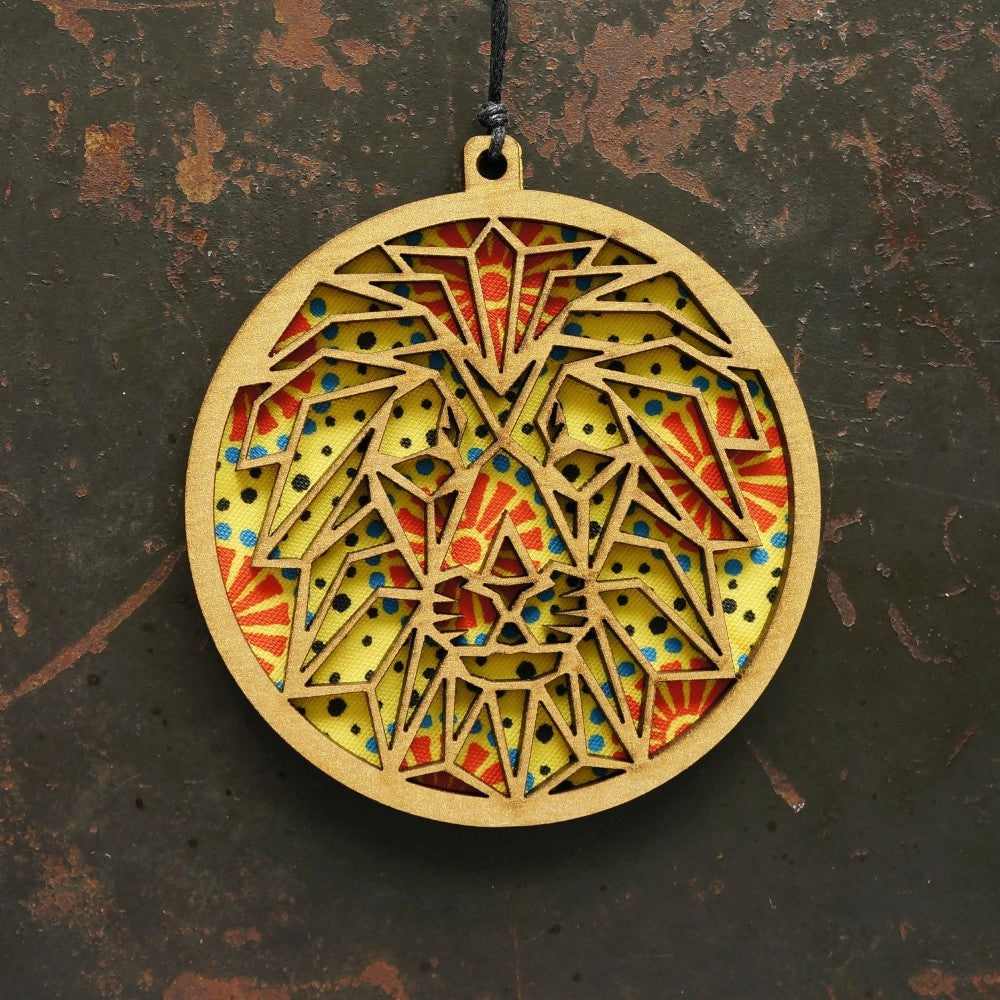 Lion Shweshwe Wooden Ornament