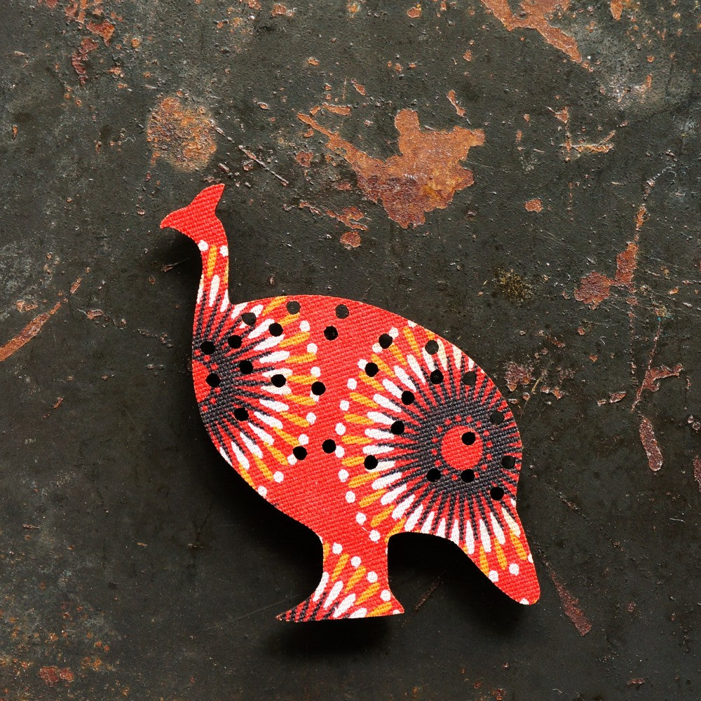 Guinea Fowl Magnet - red