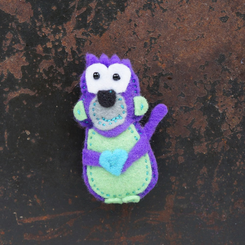 Felt Monkey Brooch