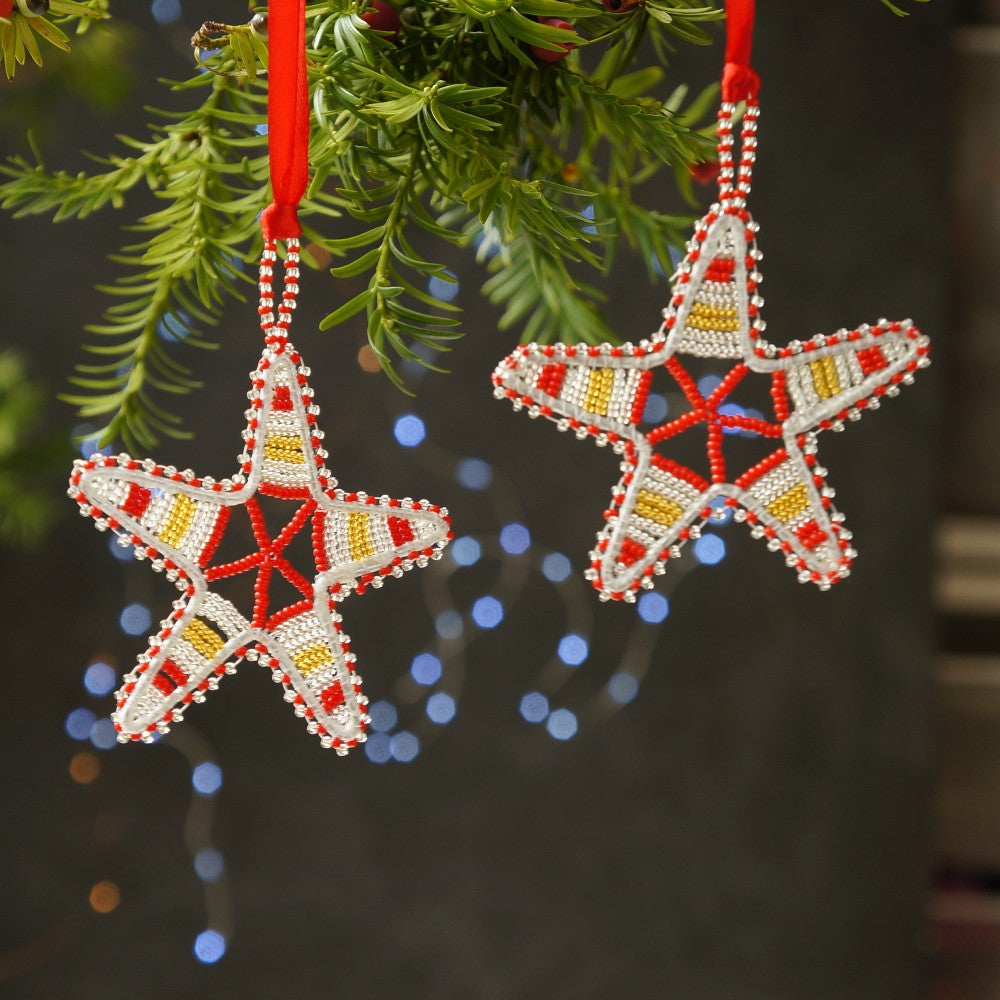 Zulu Beaded Christmas Stars – Set of 3