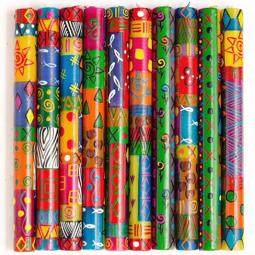 Hand-Painted Multicoloured Ethnic Candles
