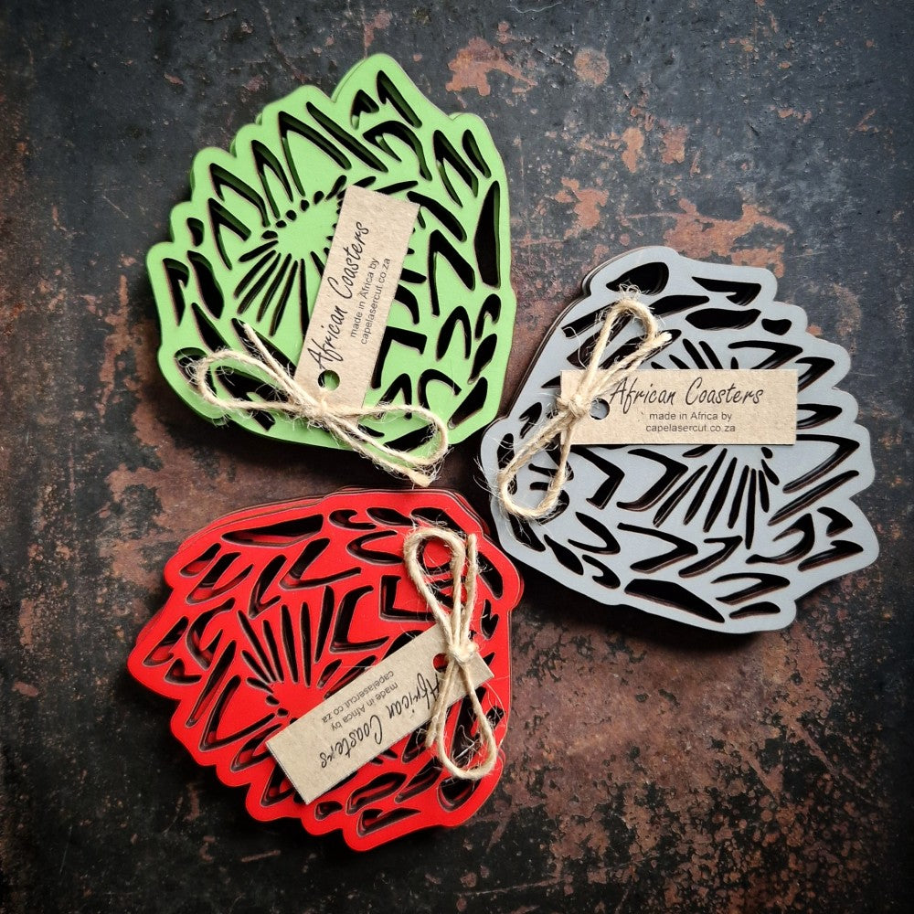 South African Protea Flower Coasters