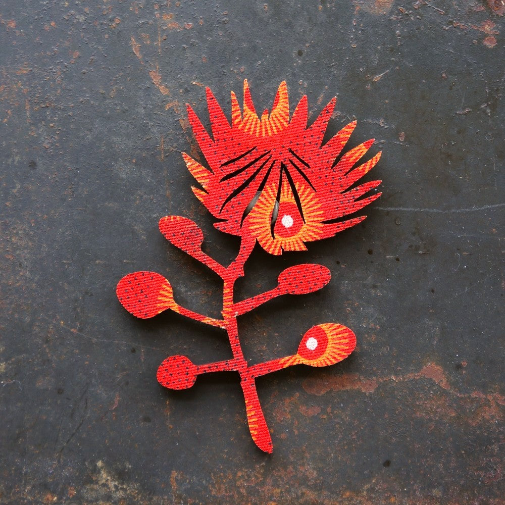 Protea Shweshwe Wooden Magnet