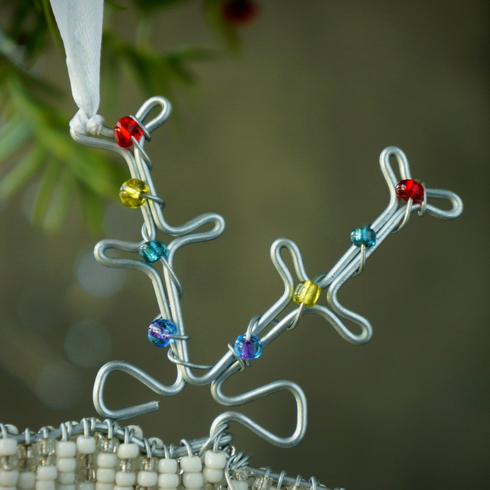 Antlers adorned with beads