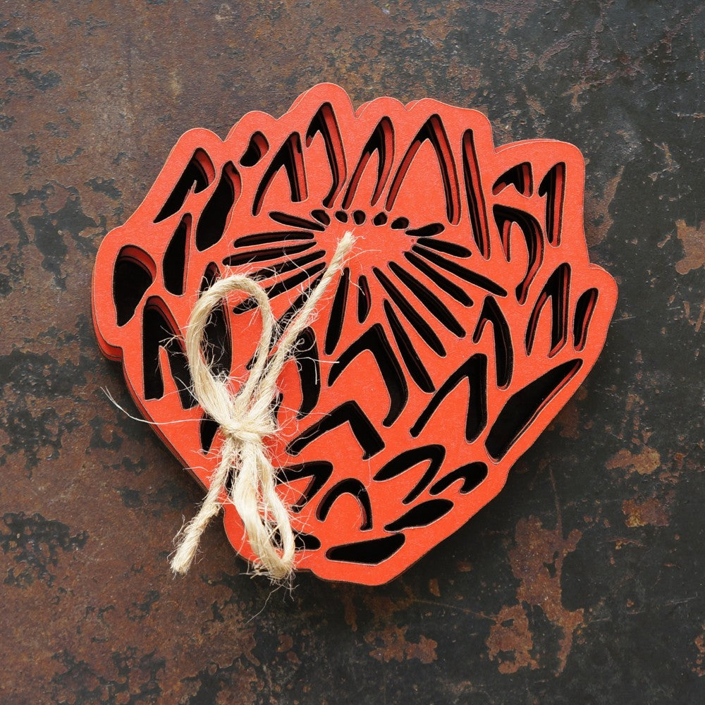 Laser-Cut Protea Flower Coasters - Set of 4