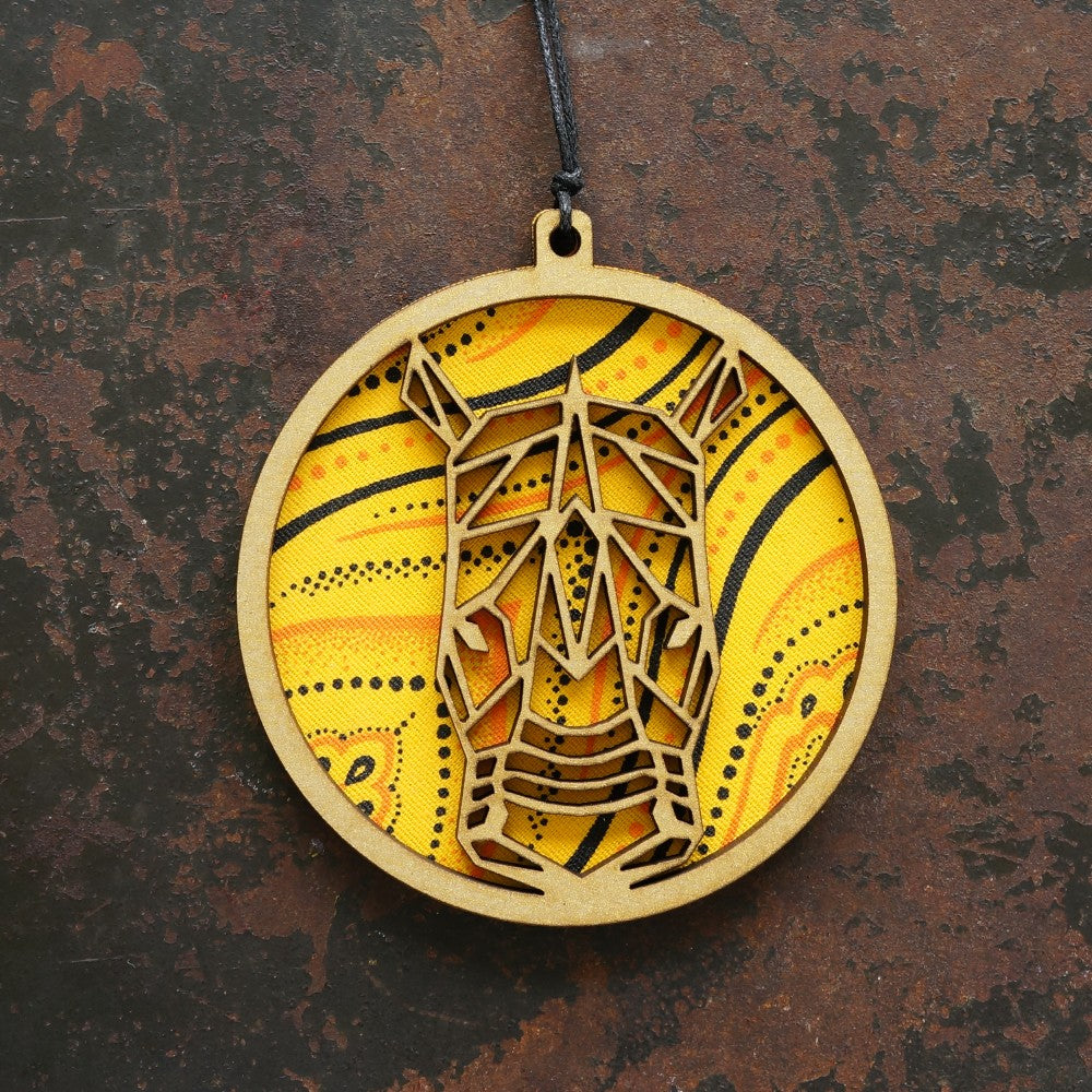 Shweshwe Rhino Layered Disc Ornament
