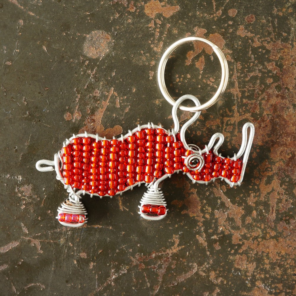 Rhino Beaded Keyring