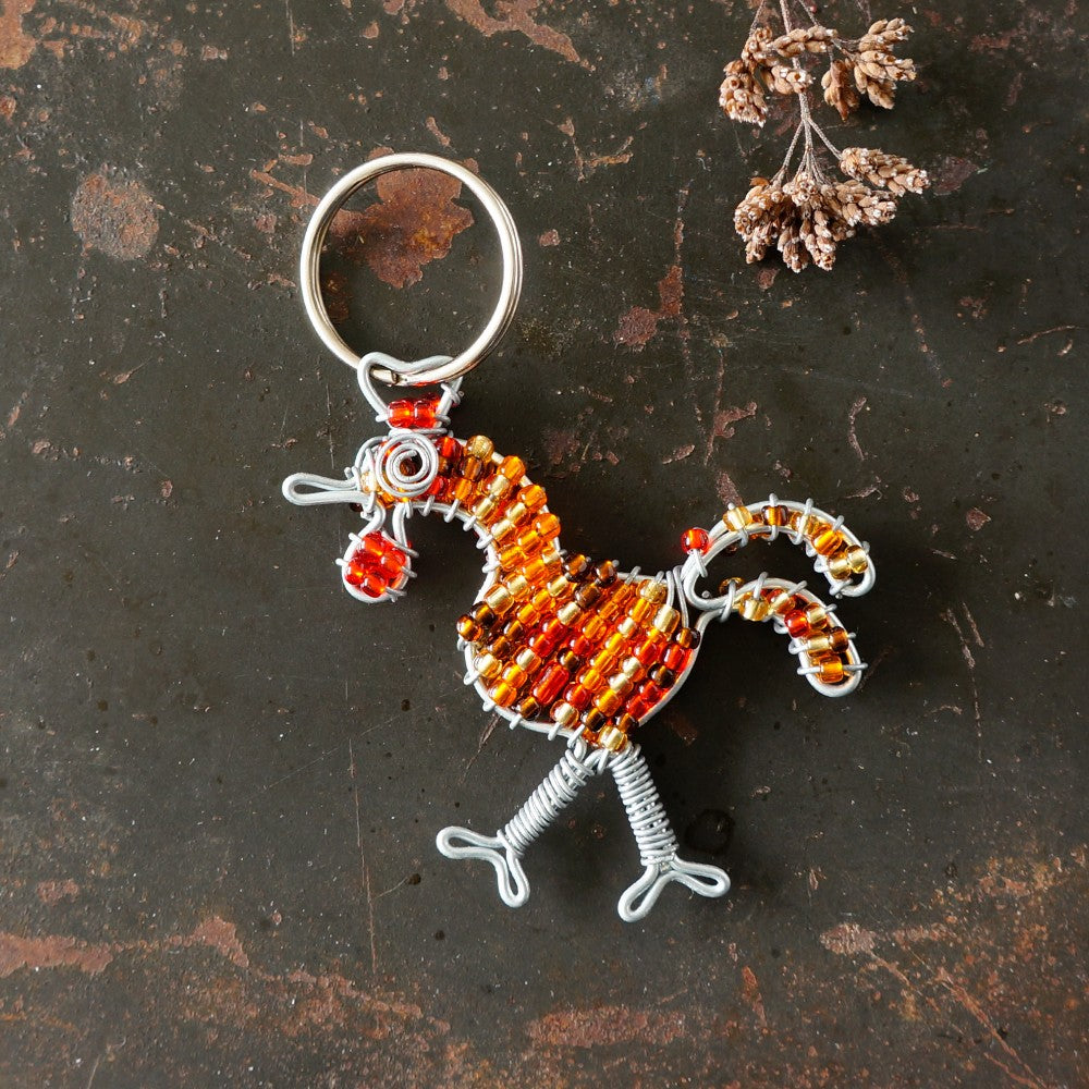 Rooster Beaded Keyring