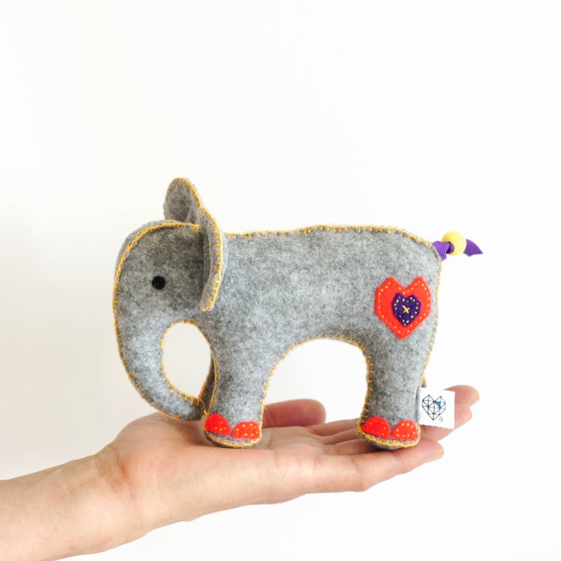 Handsewn Felt Elephant Keepsake - Orange