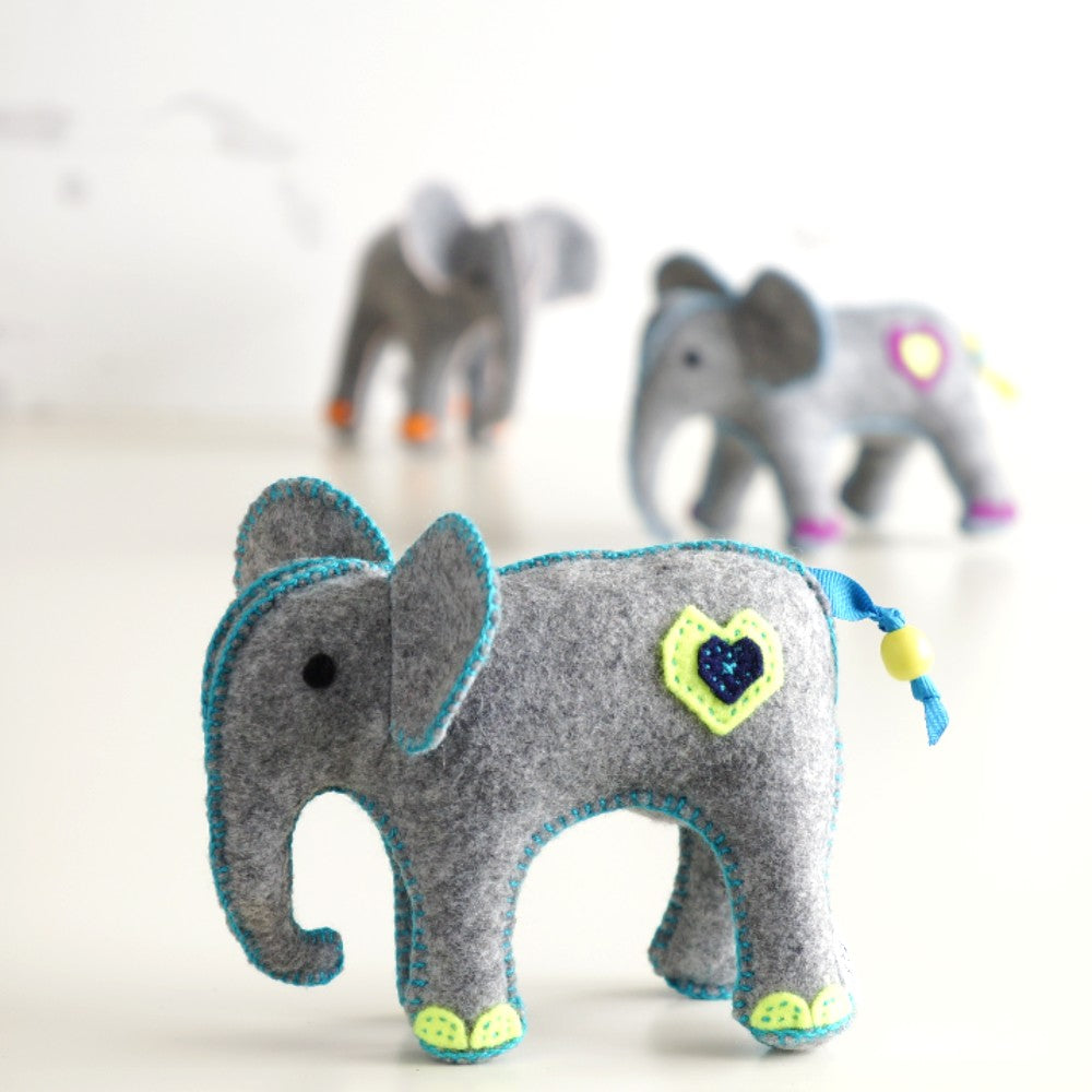 Hand-Sewn Felt Elephants