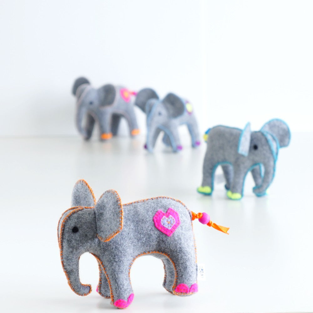 Handsewn Felt Elephant Keepsake - Pink