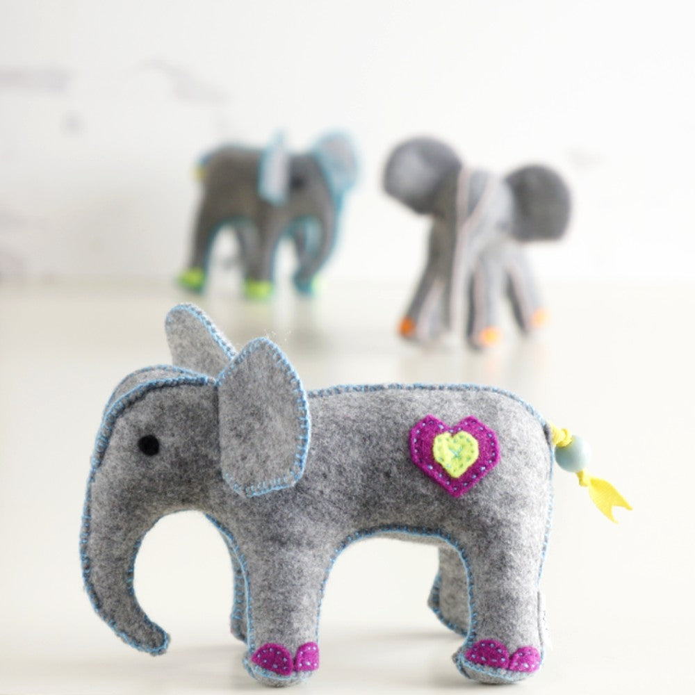 Handsewn Felt Elephant Keepsake - Purple