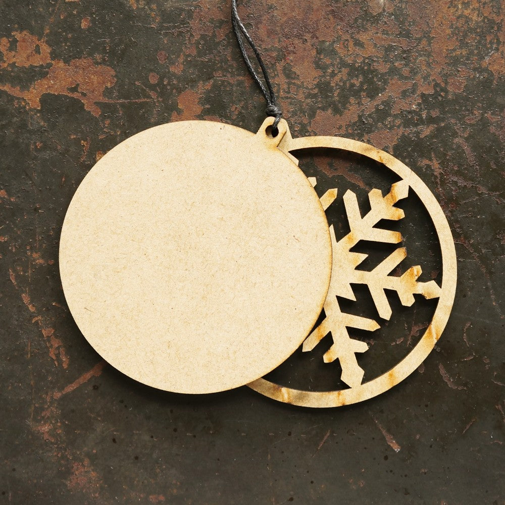 Snowflake Shweshwe Wooden Ornament
