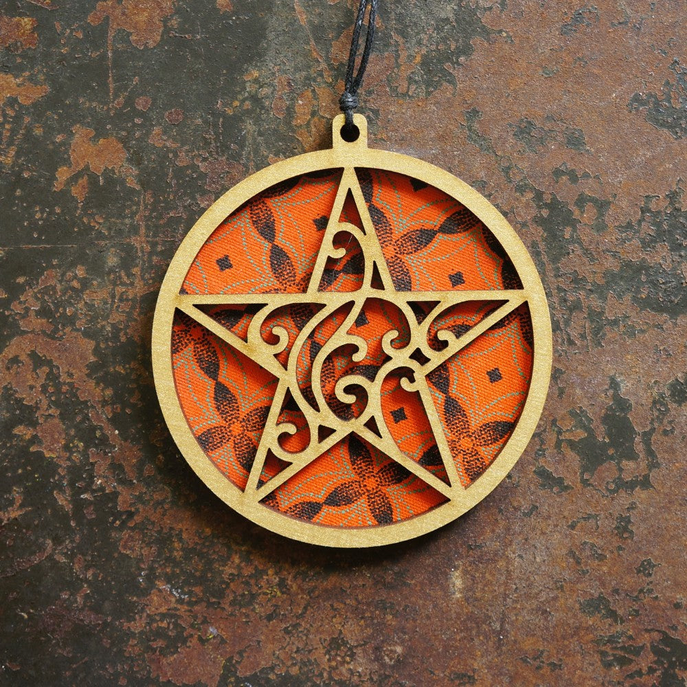 Star Shweshwe Wooden Ornament