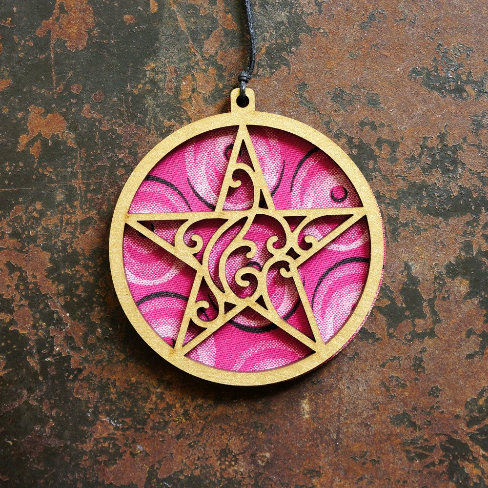 Star Shweshwe Wooden Ornament