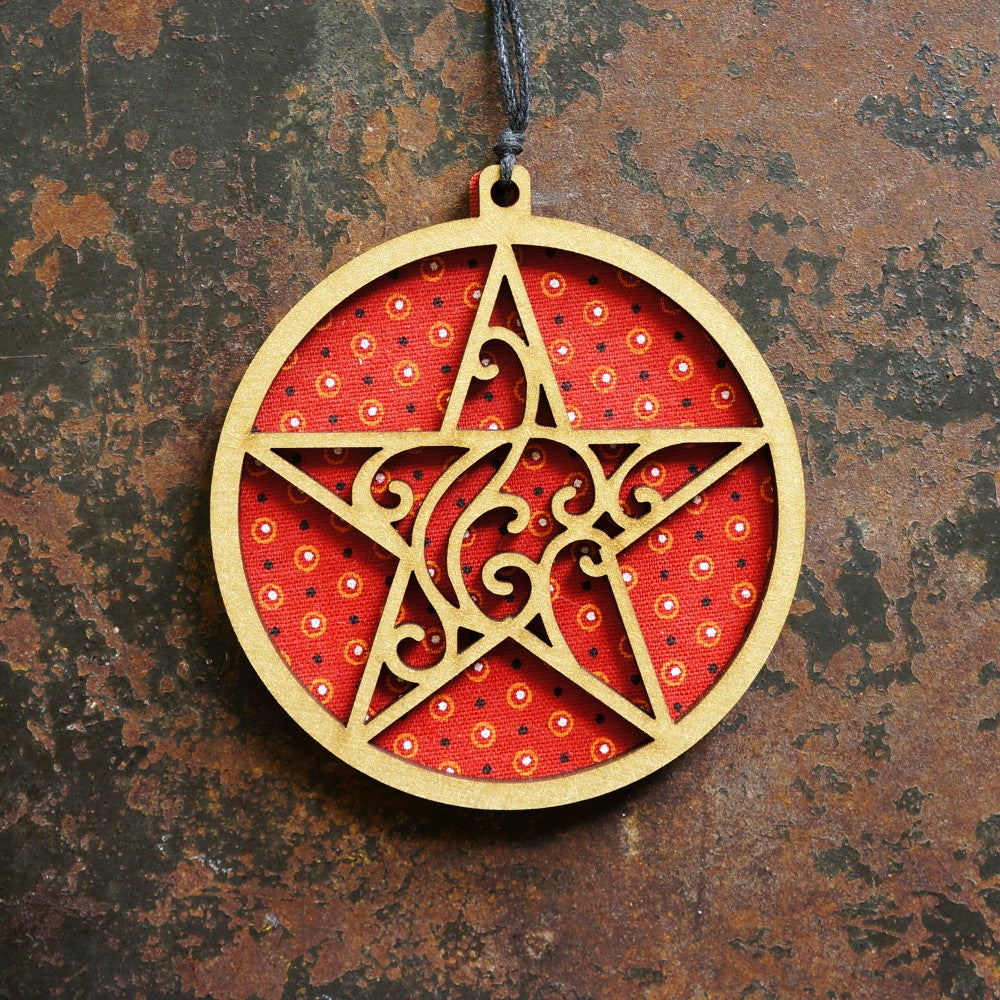 Star Shweshwe Wooden Ornament