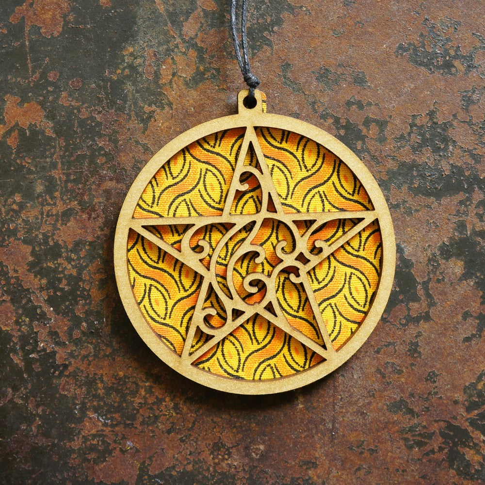 Star Shweshwe Wooden Ornament