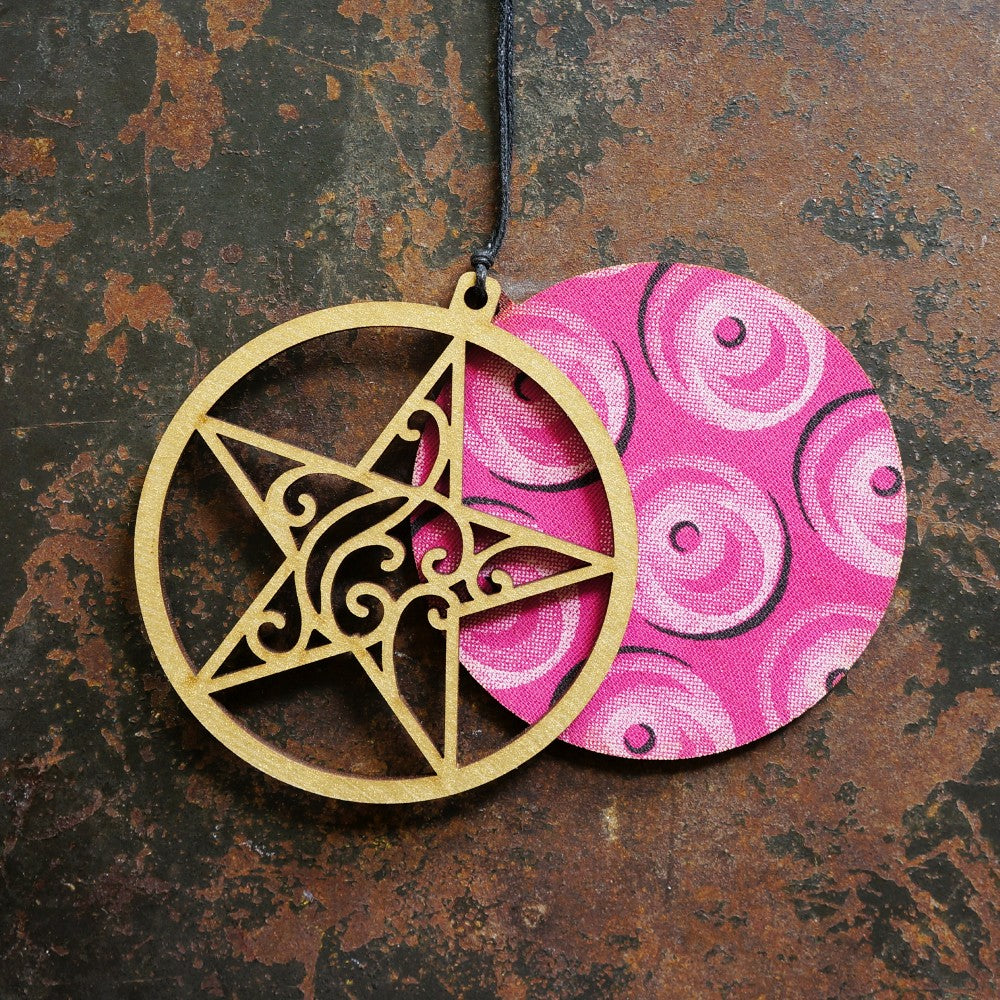 Star Shweshwe Wooden Ornament