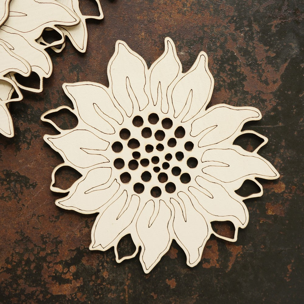 Laser-Cut Sunflower Coasters - Set of 4