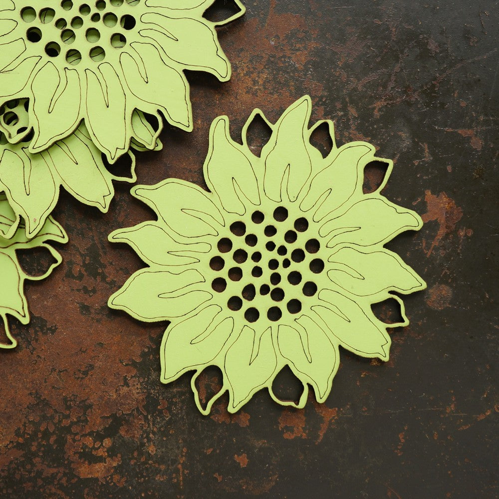 Laser-Cut Sunflower Coasters - Set of 4