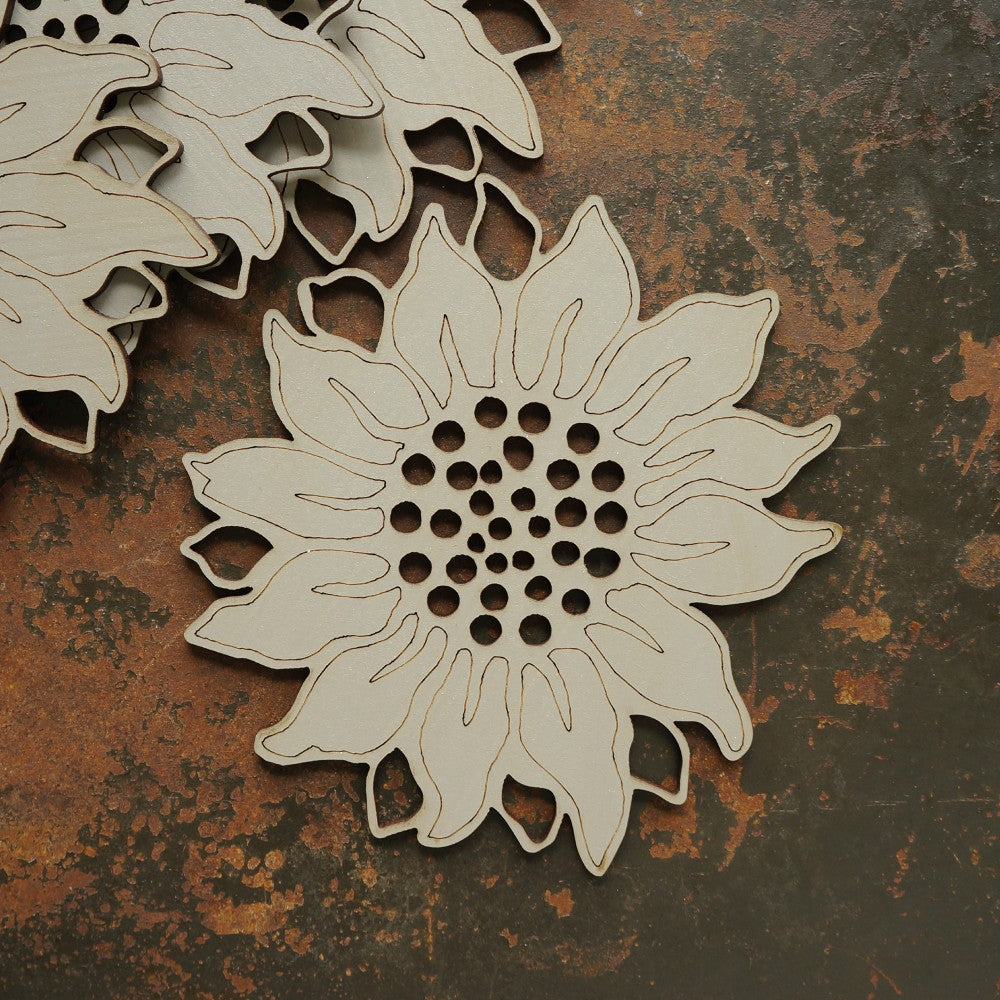Laser-Cut Sunflower Coasters - Set of 4