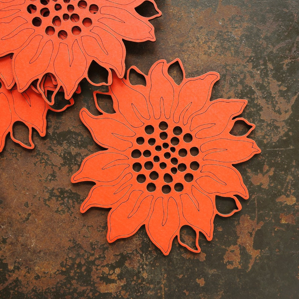 Laser-Cut Sunflower Coasters - Set of 4