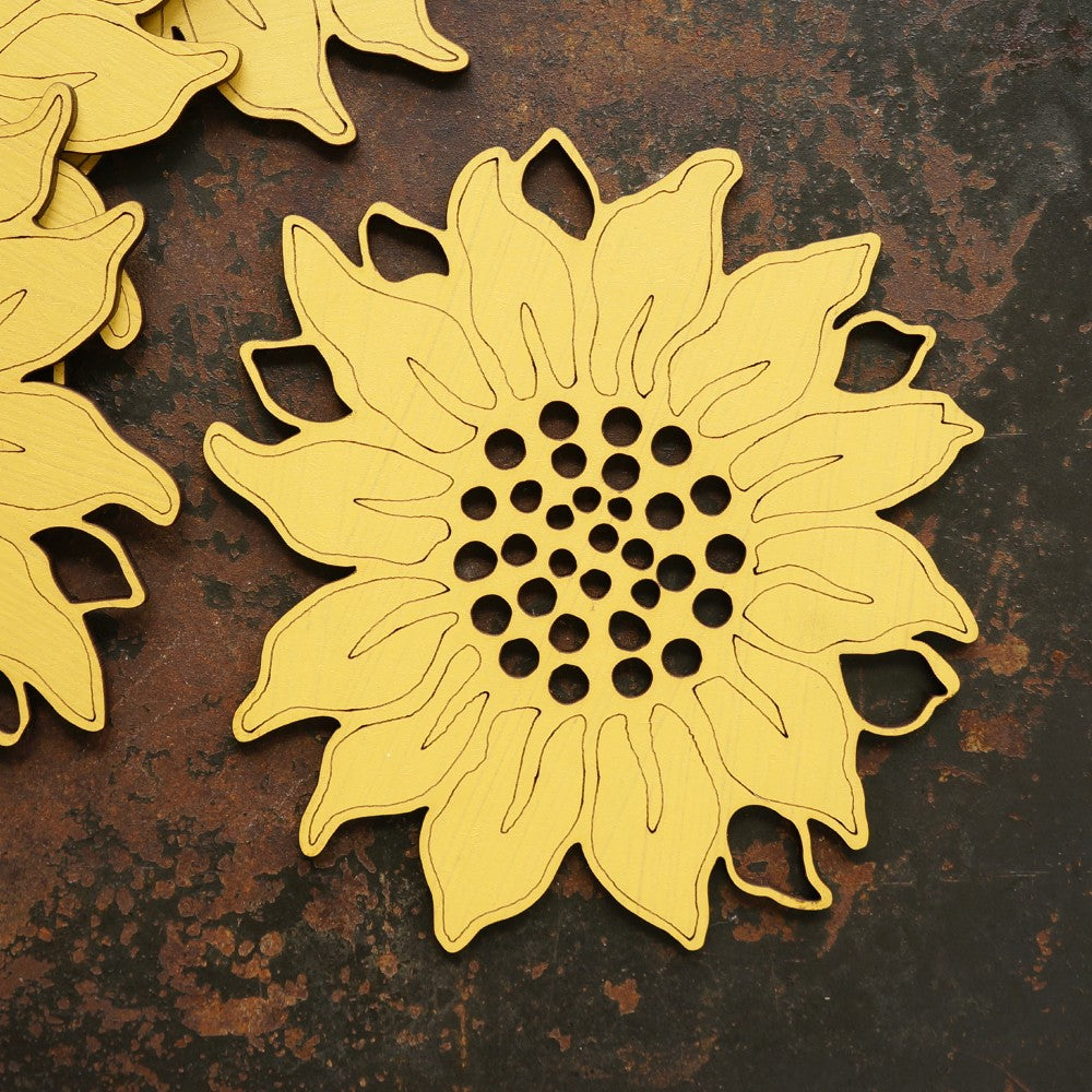 Laser-Cut Sunflower Coasters - Set of 4