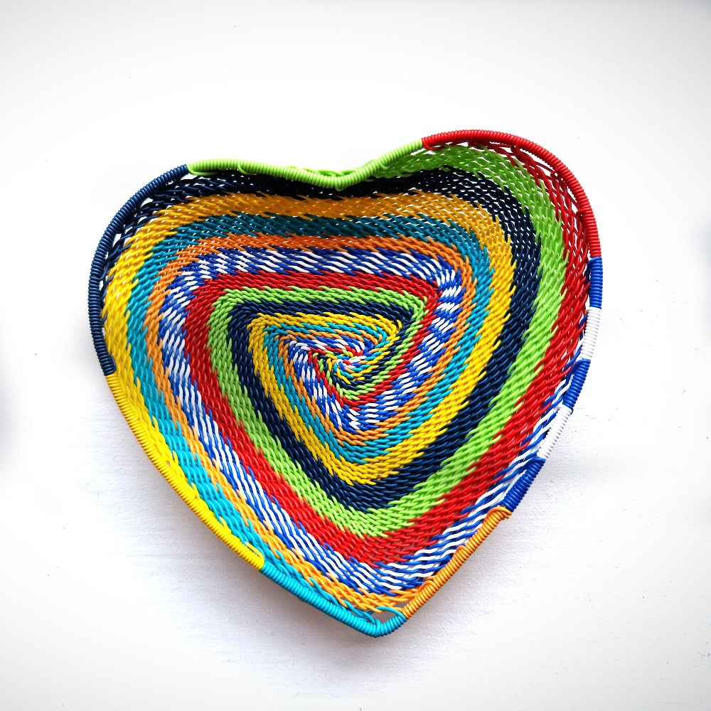 Handwoven Telephone Wire Heart‑Shaped Bowl