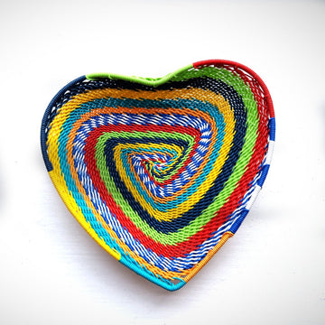 Handwoven Telephone Wire Heart‑Shaped Bowl