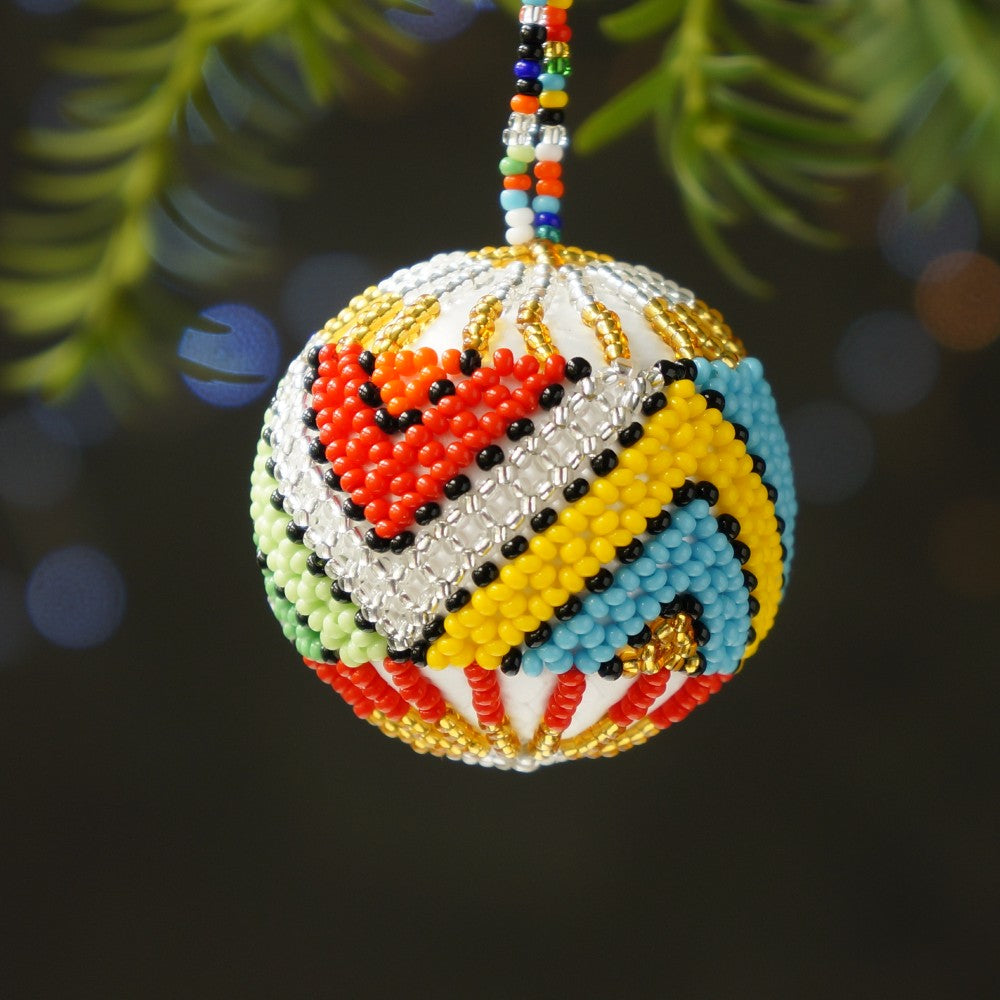 Handcrafted Multi-Coloured Beaded Christmas Bauble