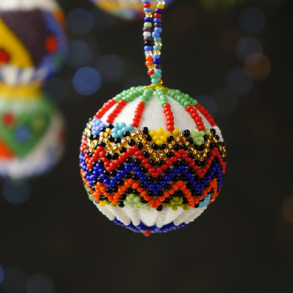 Handcrafted Multi-Coloured Beaded Christmas Baubles