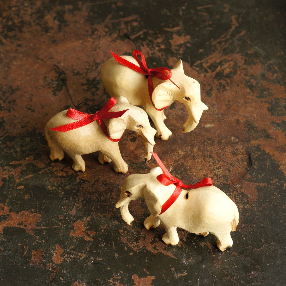 Wood Carved Elephants