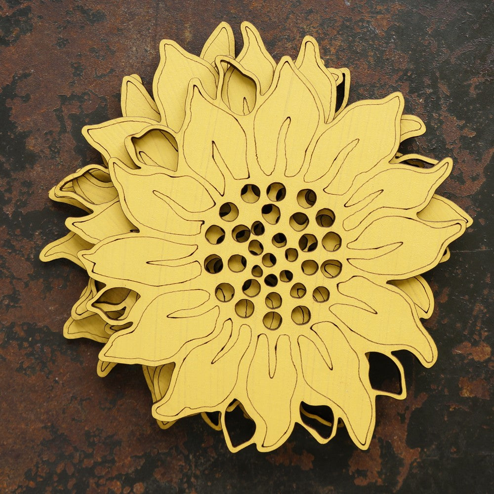 Yellow Sunflower Coasters - Set of 4