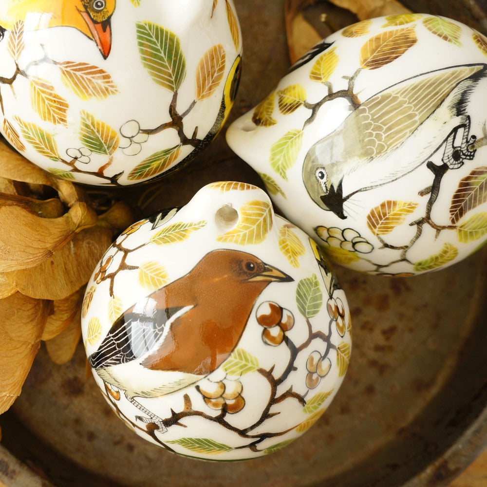 Yellow & Brown Bird Ceramic Bauble