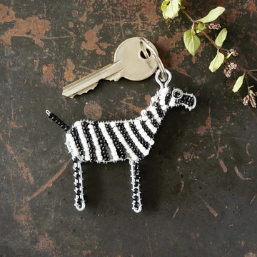 Zebra Beaded Keyring