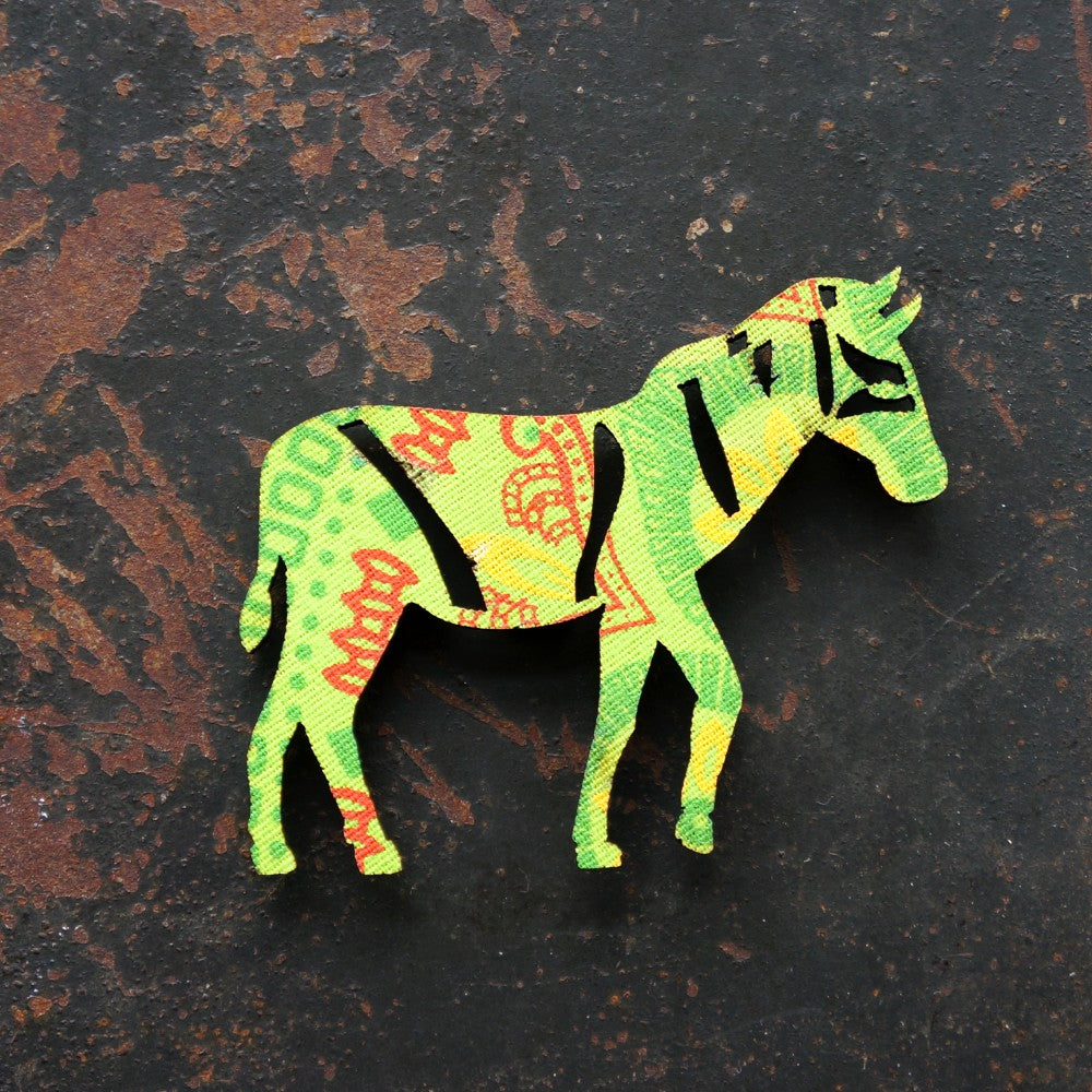 Zebra Shweshwe Wooden Magnet