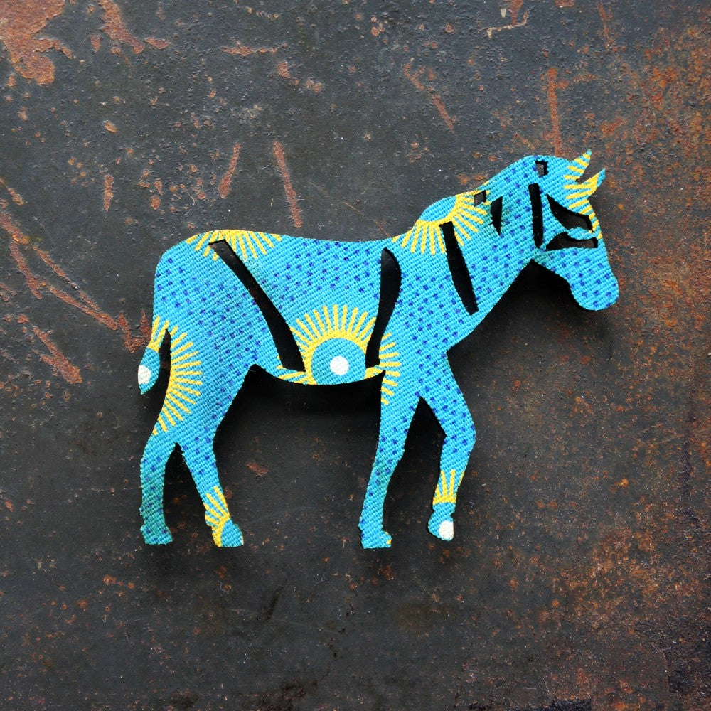 Zebra Shweshwe Wooden Magnet