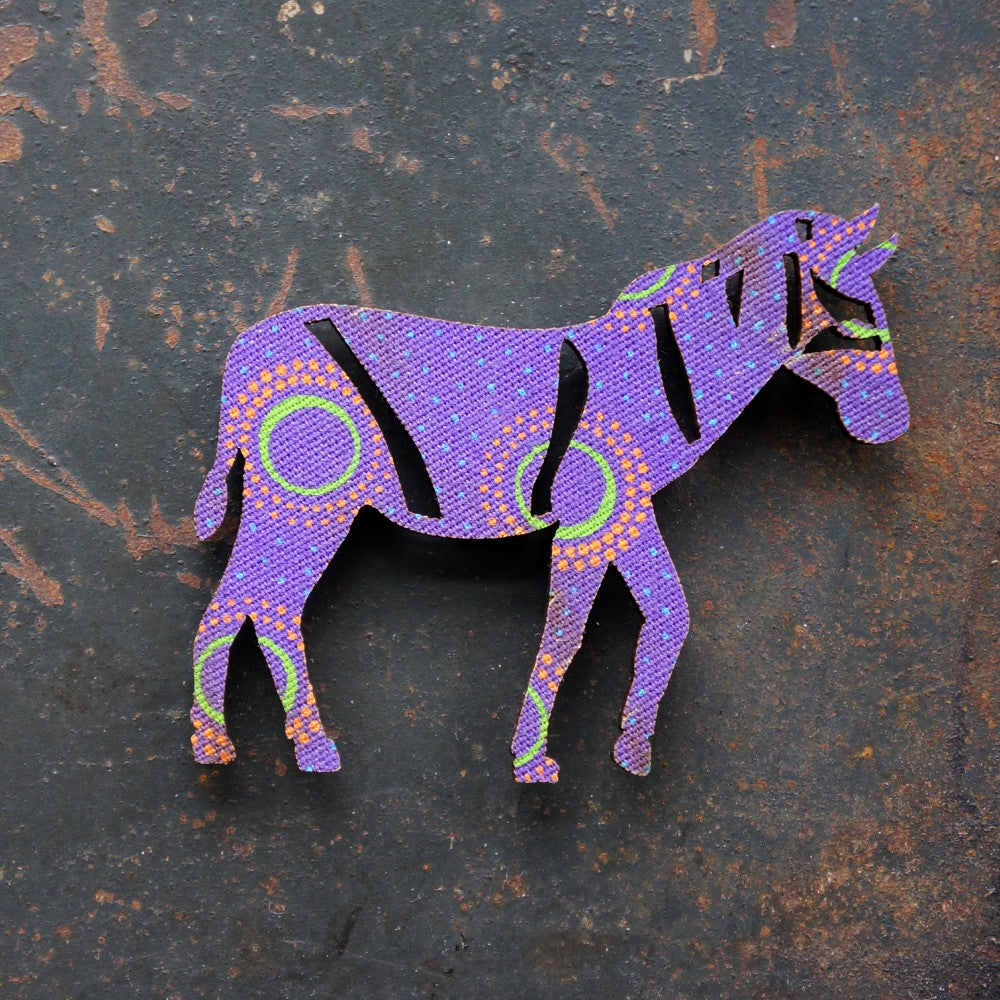 Zebra Shweshwe Wooden Magnet