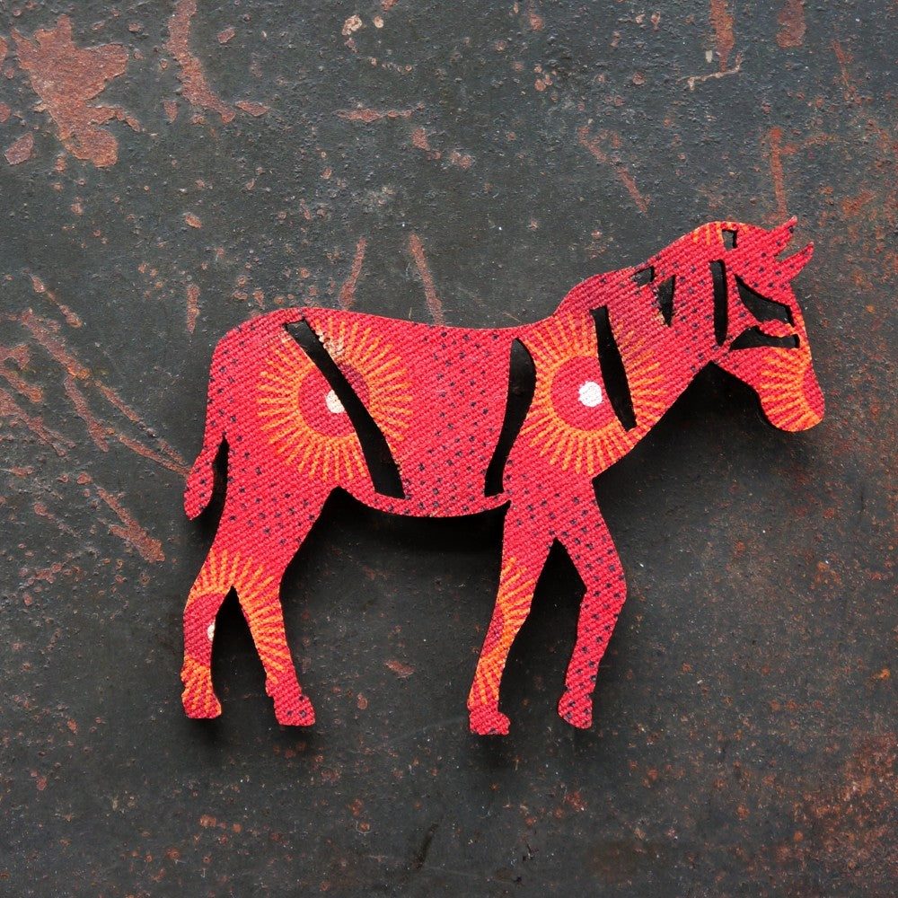 Zebra Shweshwe Wooden Magnet