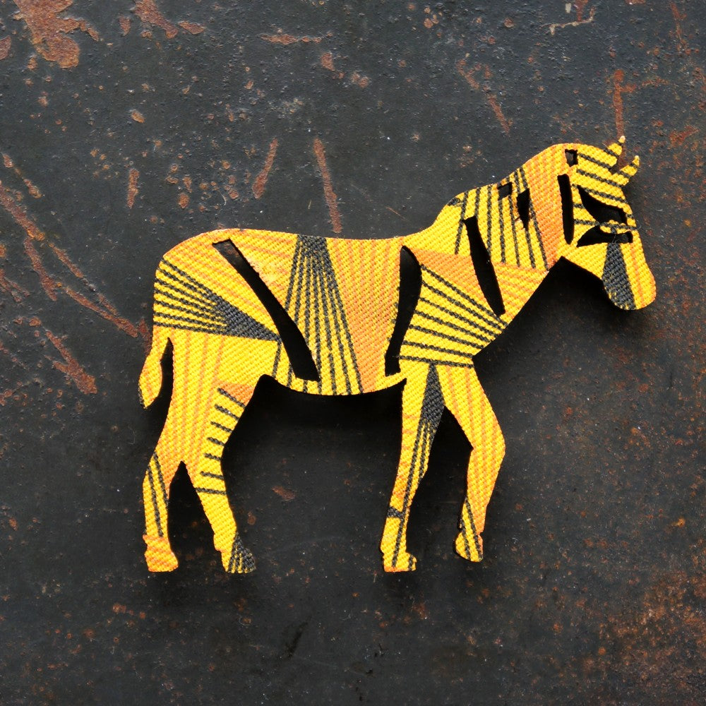 Zebra Shweshwe Wooden Magnet