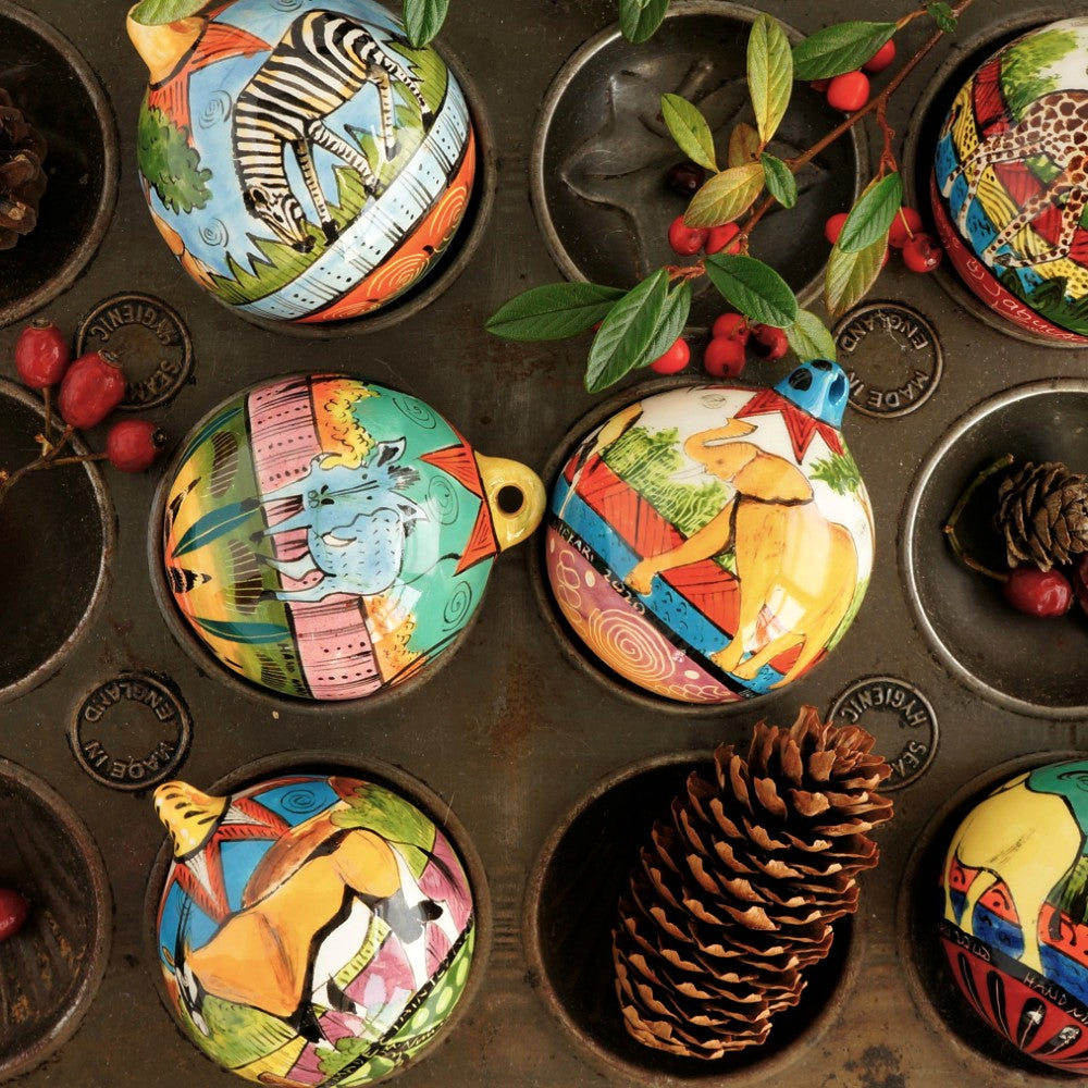 Hand-painted African Animal Baubles